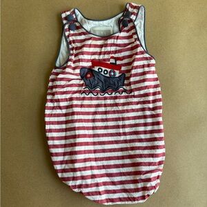 Lil Cactus Red and White Striped Baby bubble romper